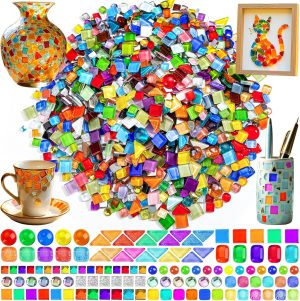 2400 Pcs Colorful Irregular Crystal Mosaic Tiles, 4.4lb Tiny Mosaic Tile DIY Hobbies